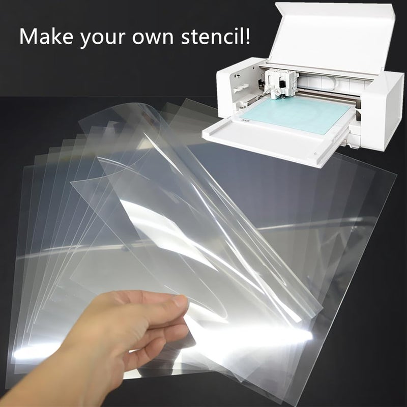 ZHluja 12-Pack 5 mil 12-Inch-by-12-Inch Blank Stencil Sheet for Cricut Vinyl  Silhouette  Transparent PET Acetate Mylar Craft Template Material - Image 4
